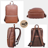 LEATHER VILLAGE Leather Laptop Backpack for Men | Cognac Brown | Slim Professional Business Bag Fits 15.6” - Laptop | Water - Repellent Work & Travel Daypack with Trolley Strap