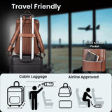 LEATHER VILLAGE Leather Laptop Backpack for Men | Cognac Brown | Slim Professional Business Bag Fits 15.6” - Laptop | Water - Repellent Work & Travel Daypack with Trolley Strap