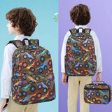 LEDAOU Kids School Backpack with Lunch Box for Boy Kindergarten BookBag School Bag Preschool Kindergarten Toddler Backpack (Brown)