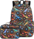 LEDAOU Kids School Backpack with Lunch Box for Boy Kindergarten BookBag School Bag Preschool Kindergarten Toddler Backpack (Brown)