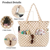 LEDAOU Large Beach Tote Bag Women Waterproof Sandproof Zipper Beach Tote Bag for Pool Gym Grocery Travel with Wet Pocket