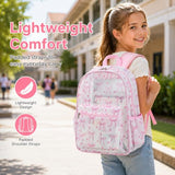 LEDAOU Mesh Backpack for Kids Girls Semi-Transparent Mesh School Backpack Bookbag Lightweight Casual Daypacks (Bow Pink)