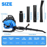 Lefitap 4 Stroke Backpack Leaf Blower - 75.6CC | 750 CFM High Power Backpack Leaf Blower Gas Powered - High Airflow Gasoline Back Pack Blowers for Yard Lawn Care, Clears Leaves, Debris & Snow, Blue
