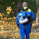 Lefitap 4 Stroke Backpack Leaf Blower - 75.6CC | 750 CFM High Power Backpack Leaf Blower Gas Powered - High Airflow Gasoline Back Pack Blowers for Yard Lawn Care, Clears Leaves, Debris & Snow, Blue
