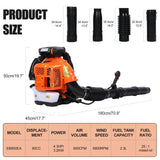 Lefitap 80CC Backpack Leaf Blower Gas Powered - 900 CFM | 4.3 HP | 206 MPH High Airflow Heavy Duty Commercial Gas Leaf Blower for Yard Lawn Care, Clears Leaves, Debris & Snow, EB850EZ