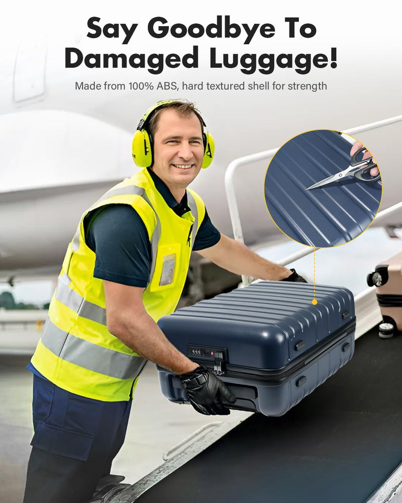 Lekesky 16 Inch Underseat Carry On Luggage Airline Approved, Hard Shell Suitcase with TSA Lock, Lightweight Spinner Wheels Durable ABS Compact Carry - On for Travel Weekend Trips Men Women, Blue