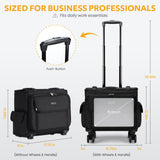 Lekespring Rolling Briefcase 17.3 Inch Laptop Bag with Wheels Ballistic Nylon Wheeled Business Case for Men Women Underseat Carry On Rolling Work Bag Detachable 360 Spinner Wheels File Organizer