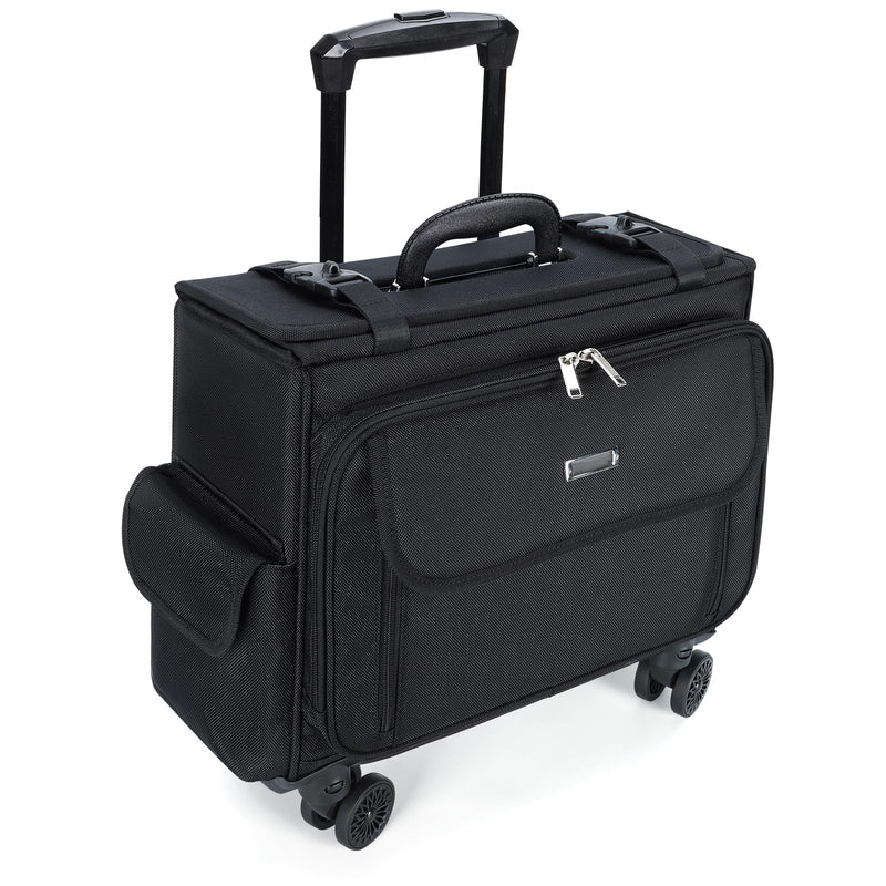 Lekespring Rolling Briefcase 17.3 Inch Laptop Bag with Wheels Ballistic Nylon Wheeled Business Case for Men Women Underseat Carry On Rolling Work Bag Detachable 360 Spinner Wheels File Organizer