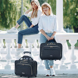 Lekespring Rolling Laptop Bag, Laptop Briefcase on Wheels for Women Fits Up to 15.6Inch Computer Bags Water Resistant for Work Travel and Business, Black