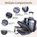 Lekespring Rolling Laptop Bag, Laptop Briefcase on Wheels for Women Fits Up to 15.6Inch Computer Bags Water Resistant for Work Travel and Business, Black