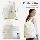 Lendolk College Backpack For Women Men,Lightweight High School Bag,School Backpack With Lots Of Pockets,Cute Bookbag For Teens Boys Girls,Casual Daypack Backpack For School(Beige)