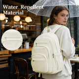 Lendolk College Backpack For Women Men,Lightweight High School Bag,School Backpack With Lots Of Pockets,Cute Bookbag For Teens Boys Girls,Casual Daypack Backpack For School(Beige)