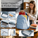 Lendolk College Backpack For Women Men,Lightweight High School Bag,School Backpack With Lots Of Pockets,Cute Bookbag For Teens Boys Girls,Casual Daypack Backpack For School(Blue)