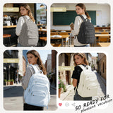 Lendolk College Backpack For Women Men,Lightweight High School Bag,School Backpack With Lots Of Pockets,Cute Bookbag For Teens Boys Girls,Casual Daypack Backpack For School(Beige)