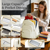 Lendolk College Backpack For Women Men,Lightweight High School Bag,School Backpack With Lots Of Pockets,Cute Bookbag For Teens Boys Girls,Casual Daypack Backpack For School(Beige)