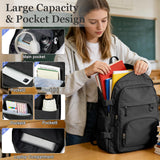 Lendolk Lightweight Black College Backpack for Women Men Cute School Bag for Teens Girls Boys High School Backpack for Students Waterproof Casual Daypack Backpack
