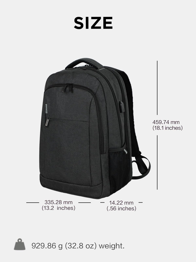 Lenovo B325 Laptop Backpack 35L – Anti - Theft, Water - Resistant, USB Charging Port, Fits 16 - Inch Laptops, 2 Compartments, Luggage Strap, Travel Backpack for Work, School, Men & Women, Black