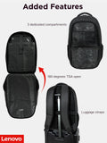 Lenovo B325 Laptop Backpack 35L – Anti - Theft, Water - Resistant, USB Charging Port, Fits 16 - Inch Laptops, 2 Compartments, Luggage Strap, Travel Backpack for Work, School, Men & Women, Black