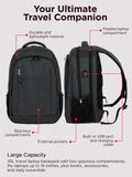 Lenovo B325 Laptop Backpack 35L – Anti - Theft, Water - Resistant, USB Charging Port, Fits 16 - Inch Laptops, 2 Compartments, Luggage Strap, Travel Backpack for Work, School, Men & Women, Black