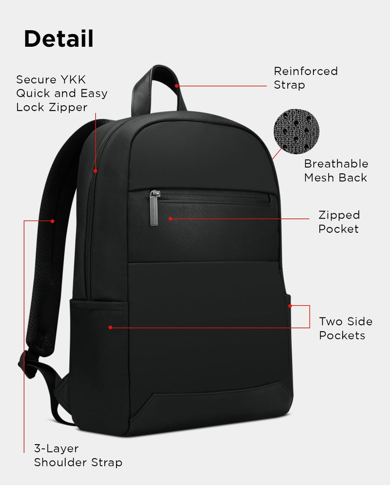 Lenovo Laptop Backpack (B500) - 15L Capacity Padded Tablet & Computer Bag with Lock Zipper, Black, 15.6 Inch