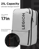 Lenovo Legion Gaming Laptop Backpack GB800, 21L Capacity, Fits 17 - inch Laptops, Water Resistant, Three Main Compartments & 19 Specialiized Pockets, Light Grey