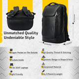 LENZN Durable Leather Laptop Business Backpack Perfect for Men & Women, Work Backpack Fits 15.6 Inch, Premium Quality Travel Bag with USB Charging Port, Water - Resistant, Bookbag with Multiple Pockets
