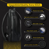 LENZN Durable Leather Laptop Business Backpack Perfect for Men & Women, Work Backpack Fits 15.6 Inch, Premium Quality Travel Bag with USB Charging Port, Water - Resistant, Bookbag with Multiple Pockets