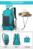 levayhill 30L Foldable Backpack & Bucket Hat 2 In 1 Combo, Lightweight packable Travel and Fisherman Hat Set, Compact Collapsible Daypack with Sun Hat (Lake Blue)