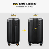 LEVEL8 Carry on Luggage Airline Approved, Hardshell Suitcases with Spinner Wheels, PC Expandable Luggage, 20 Inch, Black