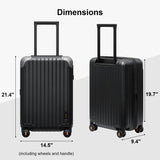 LEVEL8 Carry on Luggage Airline Approved, Hardshell Suitcases with Spinner Wheels, PC Expandable Luggage, 20 Inch, Black