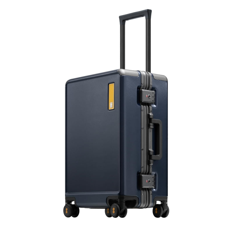 LEVEL8 Carry On Luggage Airline Approved Zipperless with Aluminum Frame, Hard Case Luggage with Spinner Wheels, Metal Travel Suitcase with Double Tsa Locks, 20 Inch, Blue