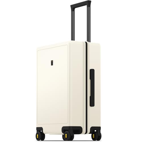 LEVEL8 Carry on Suitcase for Women Men, Carry-on Luggage Airline Approved, Travel Bag with Spinner Wheels, Lightweight Luminous Textured Hard Shell, Tsa Lock, 20 Inch, Cream White