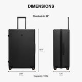 LEVEL8 Checked Luggage, Large Hardside Suitcases with Wheels 28 Inch Luggage, Luminous Textured Lightweight Hard Shell Suitcases Locks Tsa Approved, Black