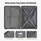 LEVEL8 Checked Luggage, Large Hardside Suitcases with Wheels 28 Inch Luggage, Luminous Textured Lightweight Hard Shell Suitcases Locks Tsa Approved, Black