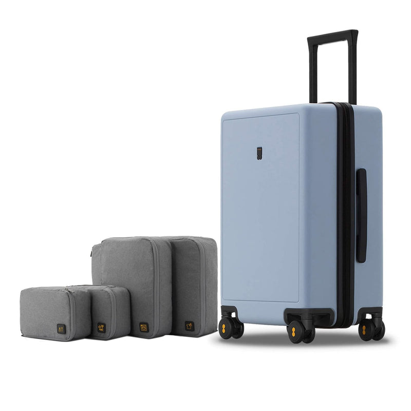 LEVEL8 Elegance Carry - on Suitcase, 20 Inch Carry on Luggage, Hardside Large Suitcases with Wheels, Tavel Bag with Tsa Lock, Light Blue