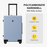 LEVEL8 Elegance Carry - on Suitcase, 20 Inch Carry on Luggage, Hardside Large Suitcases with Wheels, Tavel Bag with Tsa Lock, Light Blue