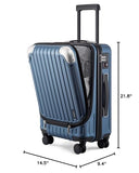 LEVEL8 Grace Carry on Luggage 22x14x9 Airline Approved, 20 Inch Hard Shell Suitcases with Spinner Wheels, Abs+Pc Hard Case Luggages with Tsa Lock for Airplane, Blue
