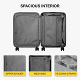 LEVEL8 Grace Carry on Luggage 22x14x9 Airline Approved, 20 Inch Hard Shell Suitcases with Spinner Wheels, Abs+Pc Hard Case Luggages with Tsa Lock for Airplane, Blue