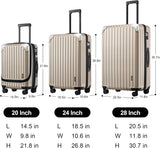 LEVEL8 Grace Luggage Sets Hardshell Suitcase with Wheels, Sturdy Large Suitcase Tsa Lock 20 Inch Expandable Carry on 24 Inch 28 Inch Checked Luggage, 3 - Piece Set (20/24/28), Champagne