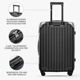 LEVEL8 Grace Luggage Sets Hardshell Suitcase with Wheels, Sturdy Large Suitcase Tsa Lock 20 Inch Expandable Carry on 24 Inch 28 Inch Checked Luggage, 3 - Piece Set (20/24/28), Black