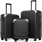LEVEL8 Grace Luggage Sets Hardshell Suitcase with Wheels, Sturdy Large Suitcase Tsa Lock 20 Inch Expandable Carry on 24 Inch 28 Inch Checked Luggage, 3-Piece Set (20/24/28), Black