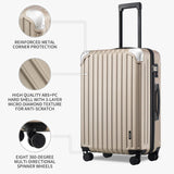 LEVEL8 Grace Luggage Sets Hardshell Suitcase with Wheels, Sturdy Large Suitcase Tsa Lock 20 Inch Expandable Carry on 24 Inch 28 Inch Checked Luggage, 3 - Piece Set (20/24/28), Champagne