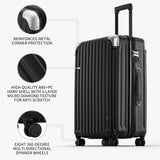 LEVEL8 Grace Luggage Sets Hardshell Suitcase with Wheels, Sturdy Large Suitcase Tsa Lock 20 Inch Expandable Carry on 24 Inch 28 Inch Checked Luggage, 3 - Piece Set (20/24/28), Black