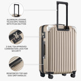 LEVEL8 Grace Luggage Sets Hardshell Suitcase with Wheels, Sturdy Large Suitcase Tsa Lock 20 Inch Expandable Carry on 24 Inch 28 Inch Checked Luggage, 3 - Piece Set (20/24/28), Champagne