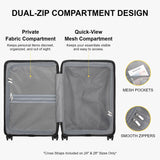 LEVEL8 Hard Shell Carry on Luggage Airline Approved, Carry - on Suitcases with Wheels, Lightweight Luminous Textured Hardside Travel Bag with Tsa Lock, 20 Inch, Black