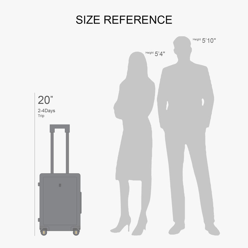 LEVEL8 Hard Shell Carry on Luggage Airline Approved, Carry - on Suitcases with Wheels, Lightweight Luminous Textured Hardside Travel Bag with Tsa Lock, 20 Inch, Black