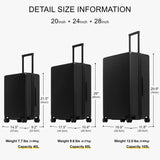 LEVEL8 Luggage Sets 3 Piece, 20 Inch Carry on, 24&28 Checked Hardshell Suitcases Set, Lightweight Luminous Textured Large Luggages with Spinner Wheels Tsa Lock, 3 - Piece Set (20/24/28), Black