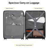 LEVEL8 Road Runner Carry On Luggage with Front Compartment, 20 Inch Lightweight Hard Shell Suitcases with Wheels Airline Approved, Tsa Locks for Luggage, Black