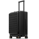 LEVEL8 Road Runner Carry On Luggage with Front Compartment, 20 Inch Lightweight Hard Shell Suitcases with Wheels Airline Approved, Tsa Locks for Luggage, Black