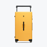 LEVEL8 Voyageur Wide Handle Luggage Airline Approved, 28 Inch Luggage with Spinner Wheels, Hardshell Large Checked Suitcases for Women Men with Tsa Lock, Yellowblack